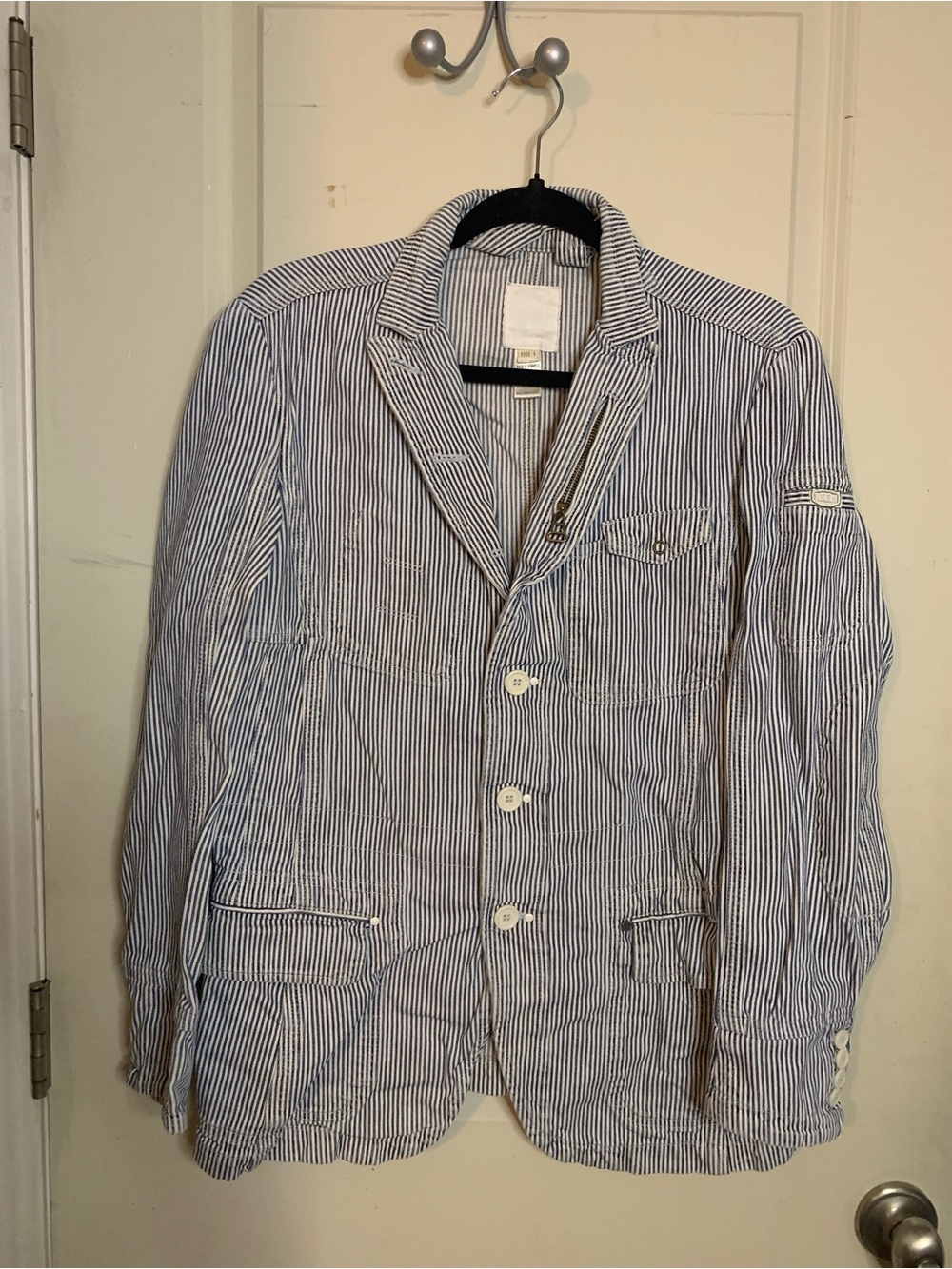 Diesel Women’s Blue & White Striped Blazer Jacket size Large